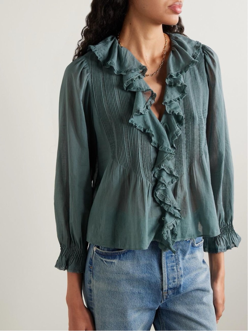 DÔEN Hardy Ruffle Pintuck Organic Cotton Top